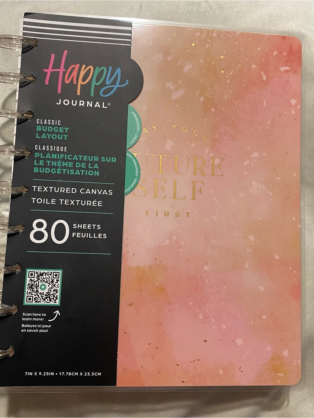 Classic Budget Layout Textured Canvas - Pink happy planner